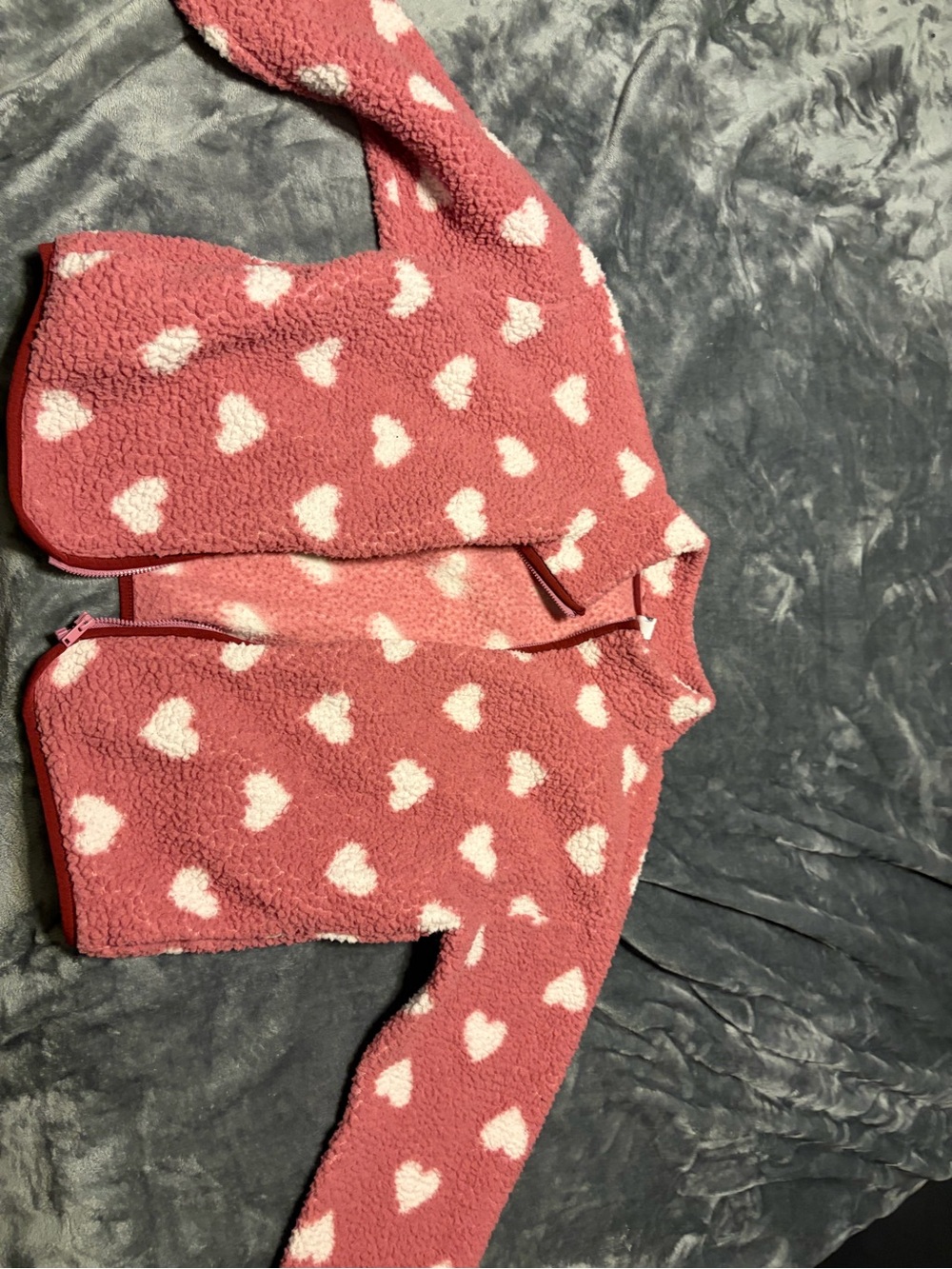 Old Navy Coral Pink Heart Sherpa Pullover